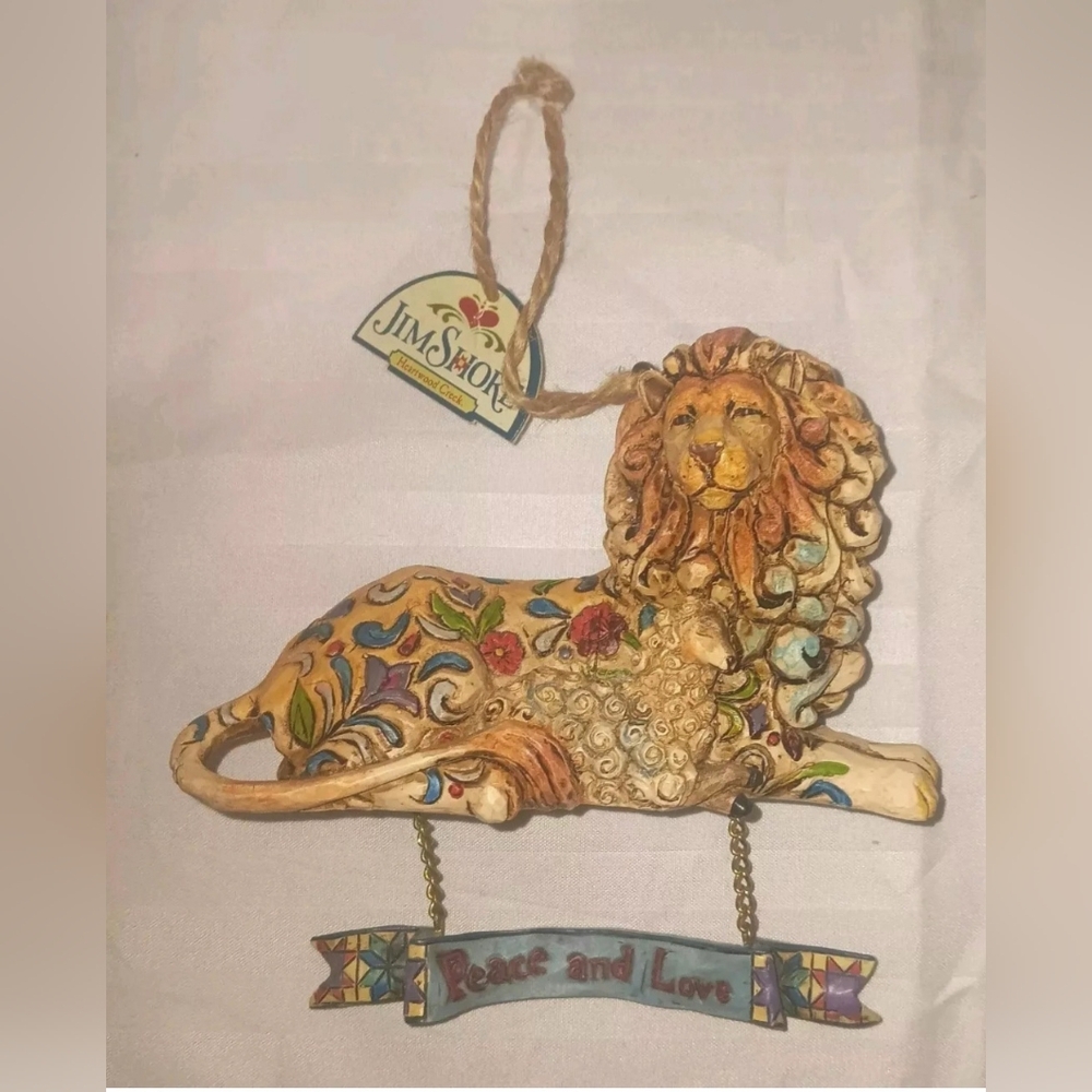 Jim Shore Heartwood Creek Lion & Lamb Peace and Love Christmas Ornament NWT